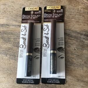 (2) L'OREAL BROW STYLIST VOLUMIZING BROW MASCARA #480 LIGHT BRUNETTE 0.10 OZ